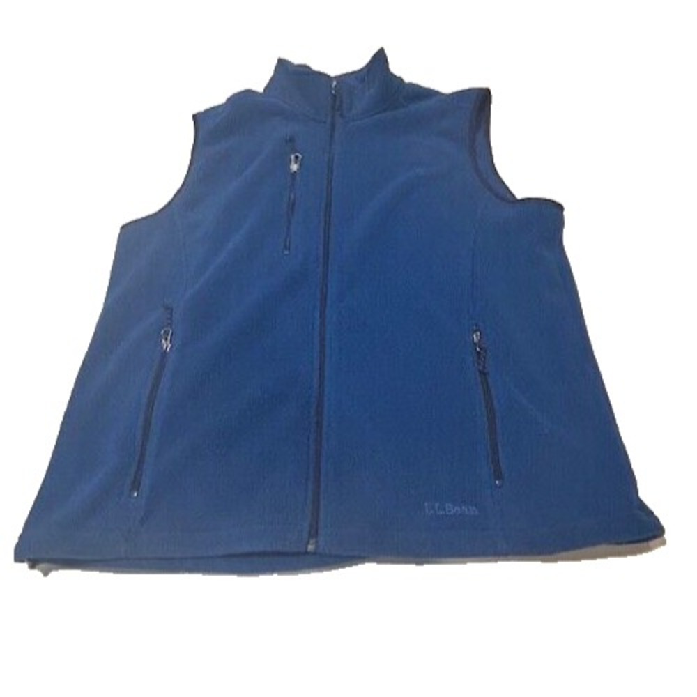 LL BEAN Mens Fleece Polartec Vest Jacket 3-Zipped Pockets - Royal Blue - Size XL